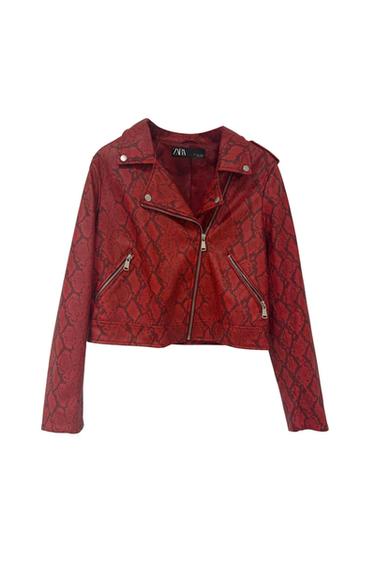 CHAQUETA BIKER ZARA EFECTO SERPIENTE ROJA