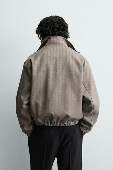 HERRINGBONE TEXTURED CROPPED FIT JACKET - Mink marl by Zara - Image 2