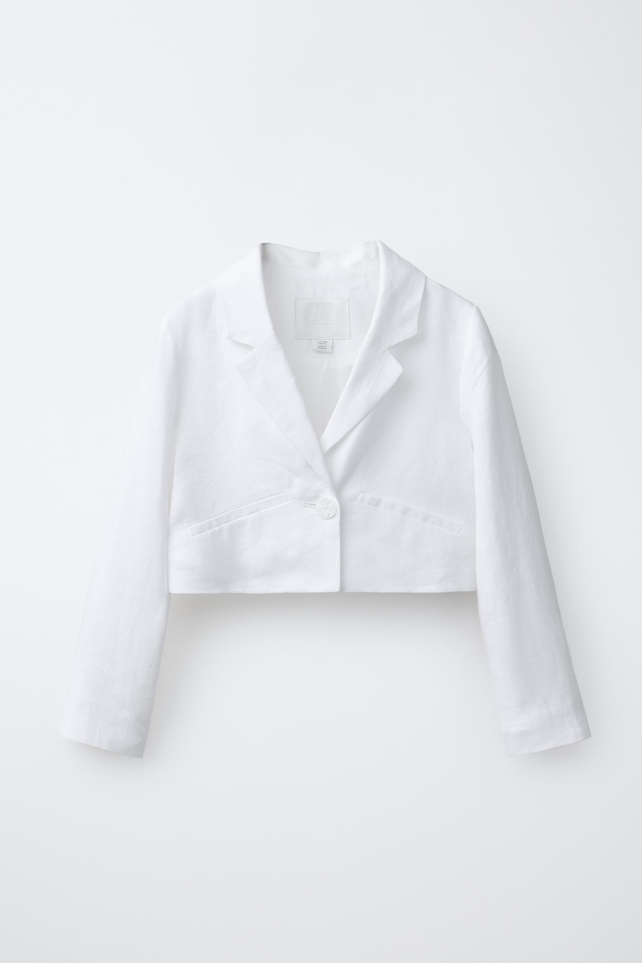 100% LINEN CROPPED BLAZER