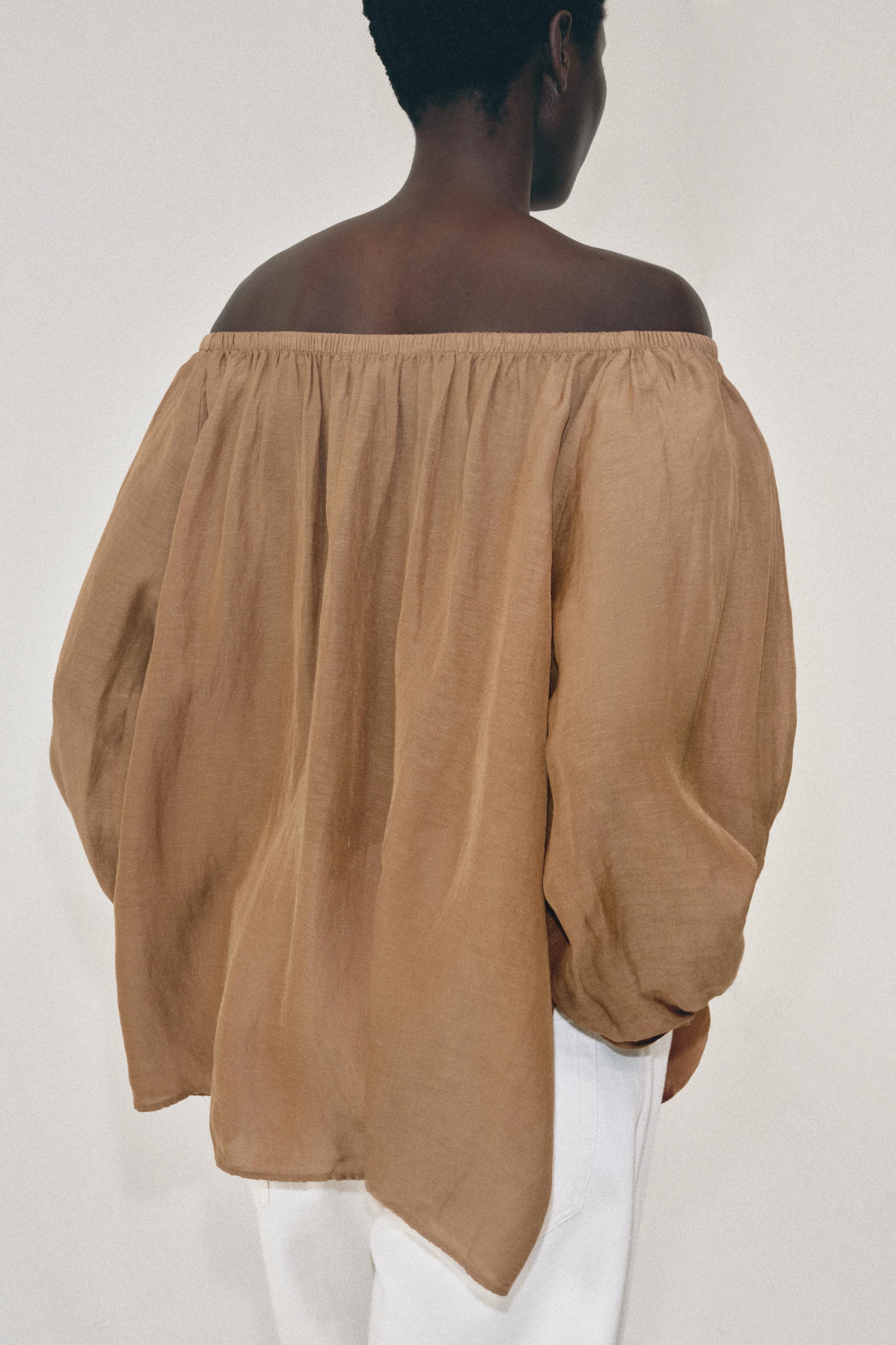 ZW COLLECTION LINEN BLEND BLOUSE - Pastel yellow | ZARA India