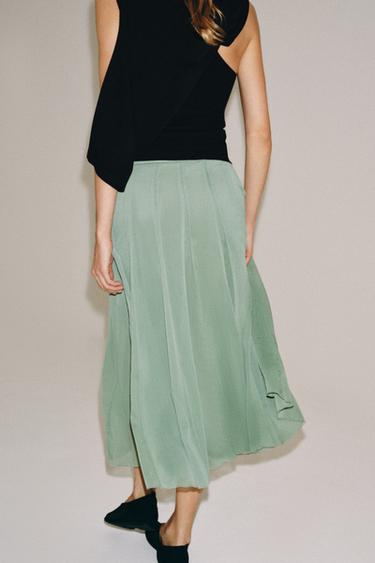 JUPE MIDI ZW COLLECTION - Vert pastel de Zara - Image 2