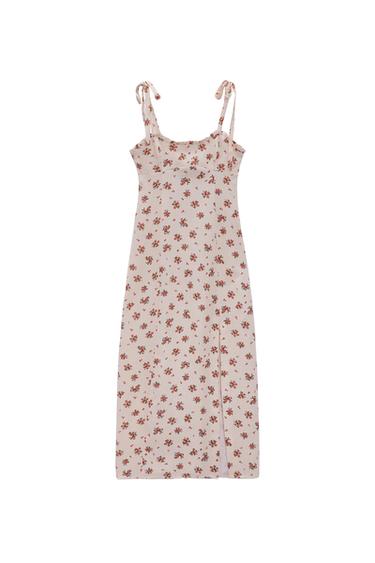 LINEN BLEND FLORAL PRINT DRESS