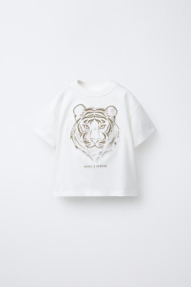 Zara Beyaz - KABARTMA KAPLANLI T-SHIRT - 0 görseli