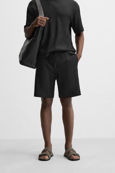 Zaras JACQUARDSHORTS MED LÖS PASSFORM - Svart