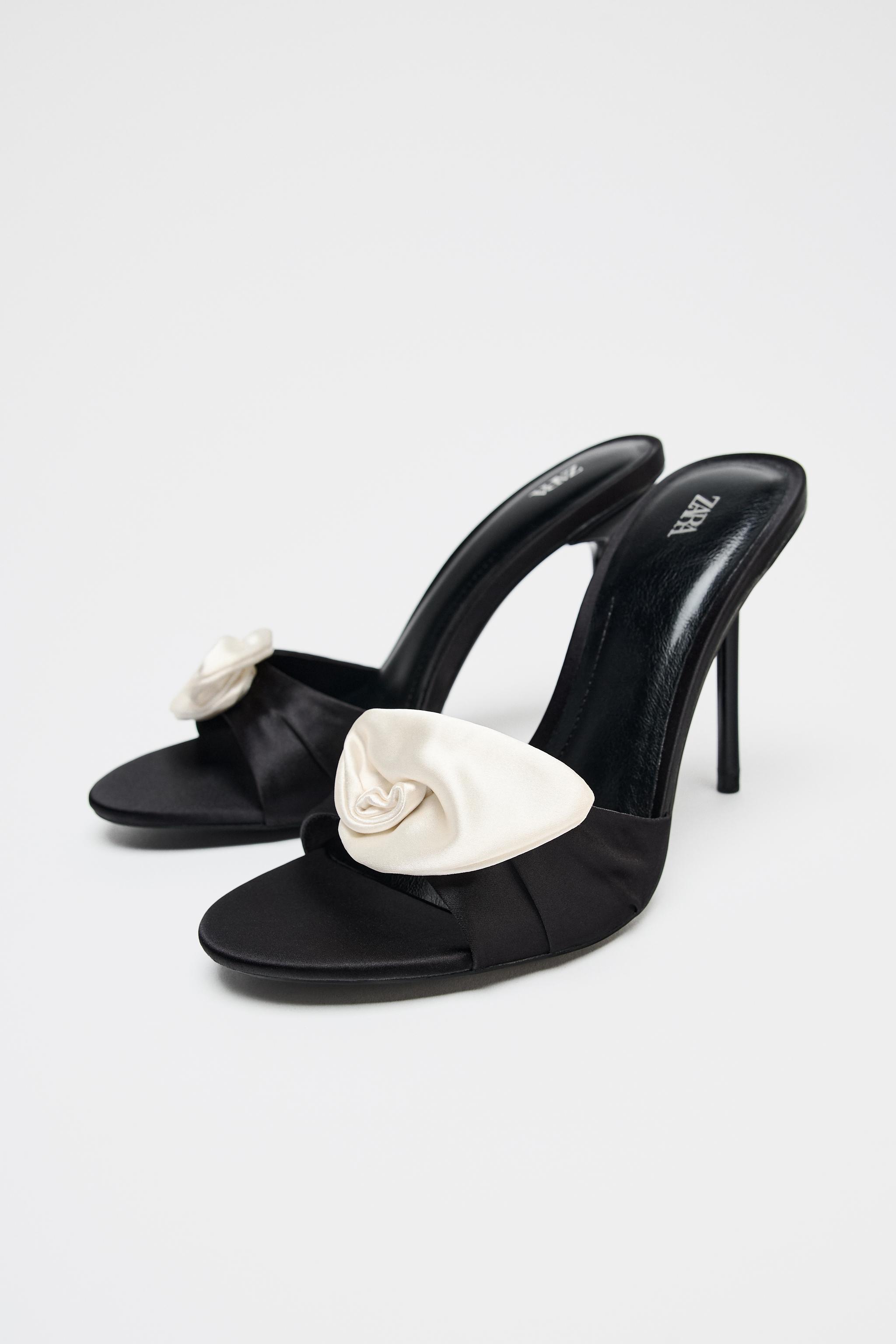 SATIN EFFECT FLOWER HEELED SANDALS - Multi-color | ZARA