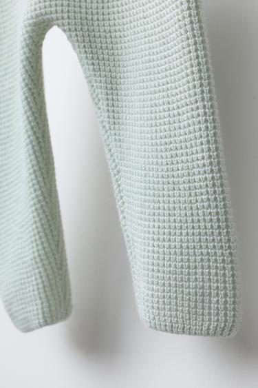 PANTALON EN MAILLE PERLÉE - Bleu d'eau de Zara - Image 3