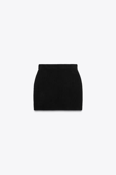 MINI JUPE EN MAILLE UNIE - Noir de Zara - Image 4