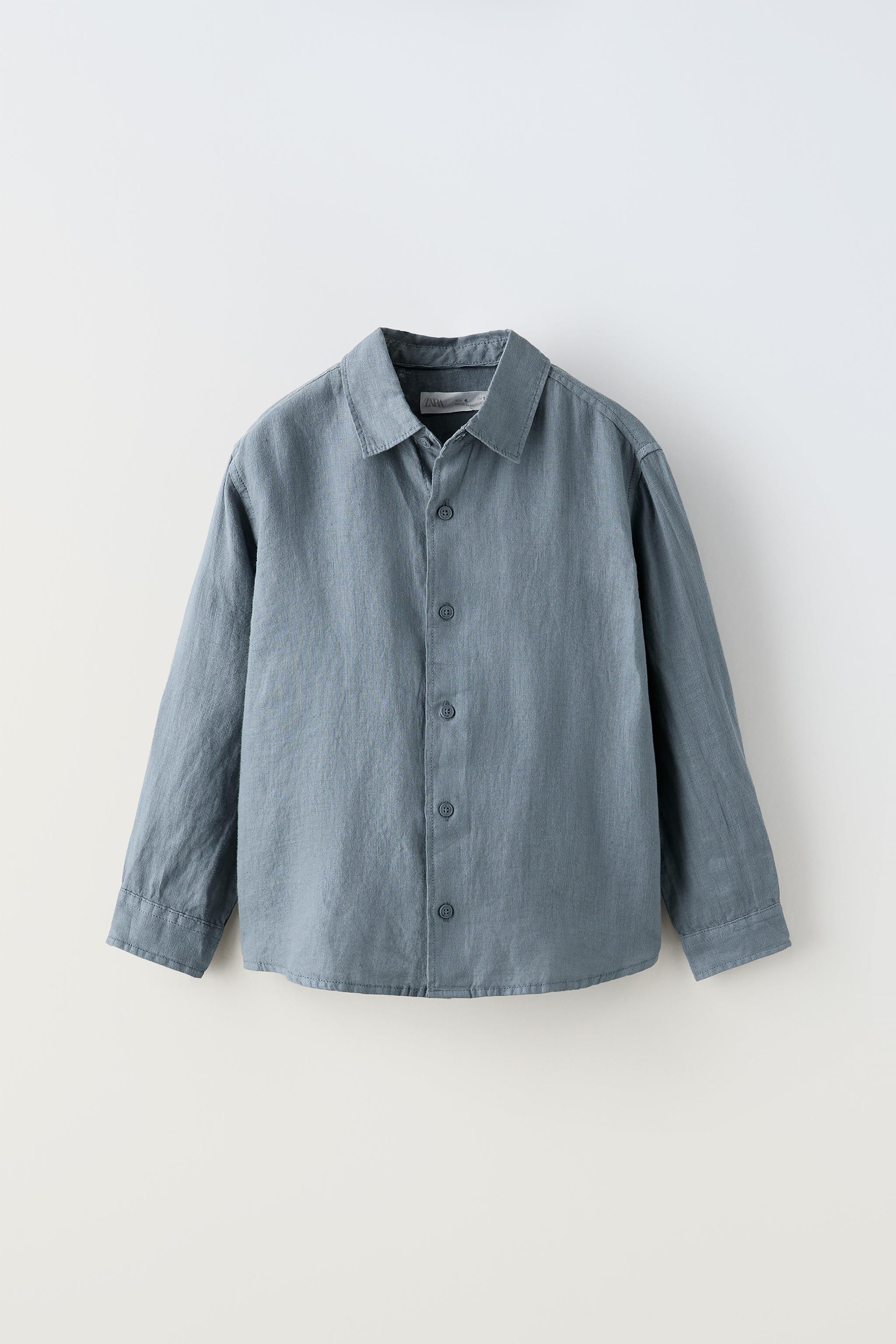 K-D Boys Geo Print Linen Blend Shirt - Sage Green