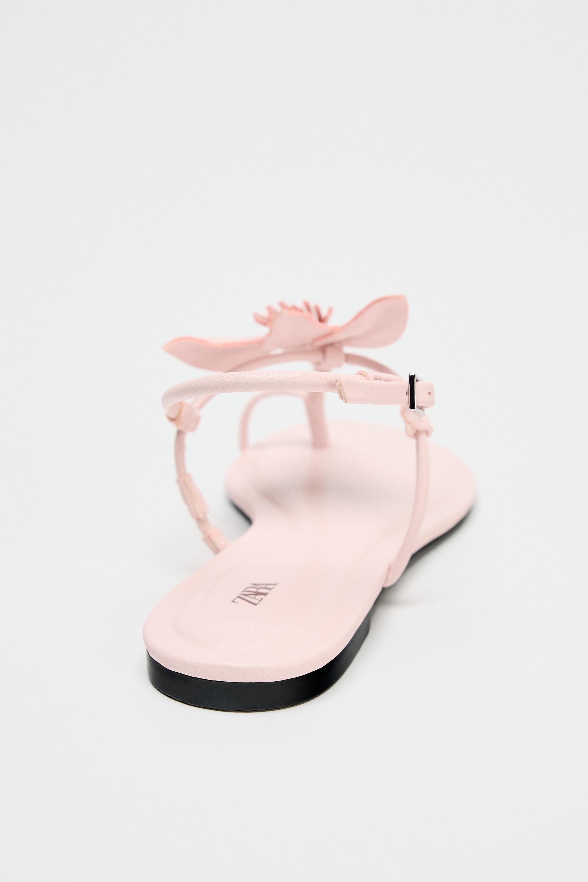 フラワーフラットサンダル - ピンク | ZARA Japan / 日本