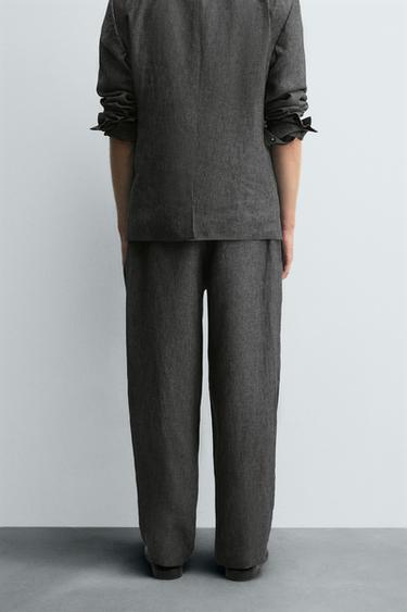 100% LINEN SUIT TROUSERS - Grey marl by Zara - Image 2