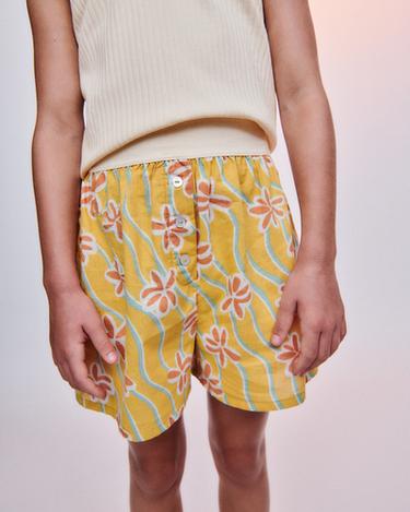 6-14 ANS/ ENSEMBLE T-SHIRT RIB ET BERMUDA IMPRIMÉ - Moutarde de Zara