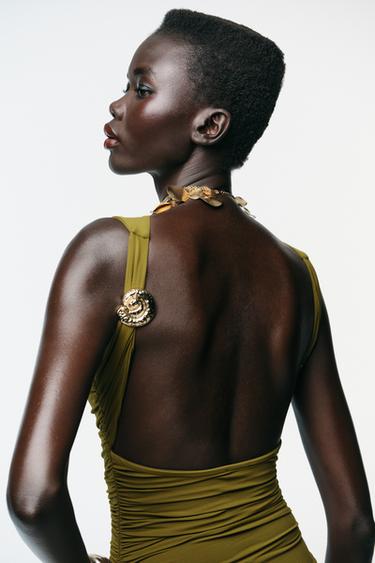 SHELL POLYAMIDE DRESS - Olive green by Zara
