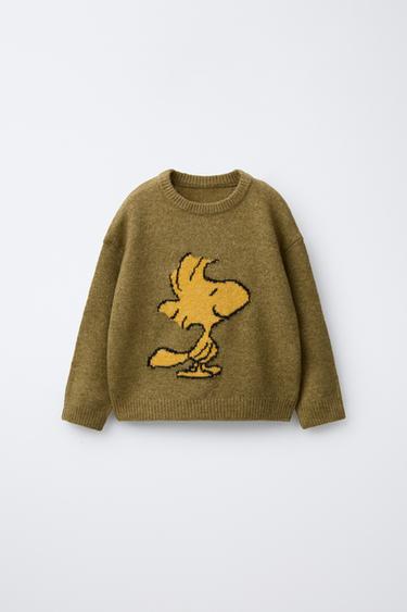 GEBREIDE TRUI SNOOPY PEANUTS™ - Olijfgroen van Zara
