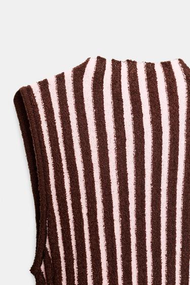 TEXTURED STRIPED SLEEVELESS TOP - Brown Stripes by Zara - Image 7