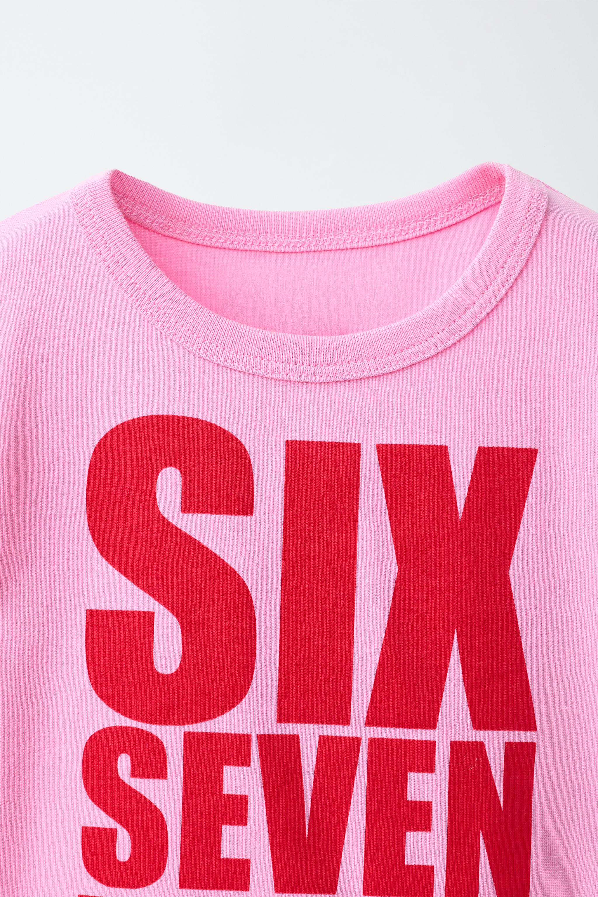 TEAM SIX SEVEN PRINT T-SHIRT - Neon pink | ZARA India