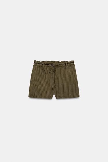 ZW COLLECTION STRIPED JACQUARD SHORTS - Brown-Blue by Zara - Image 5