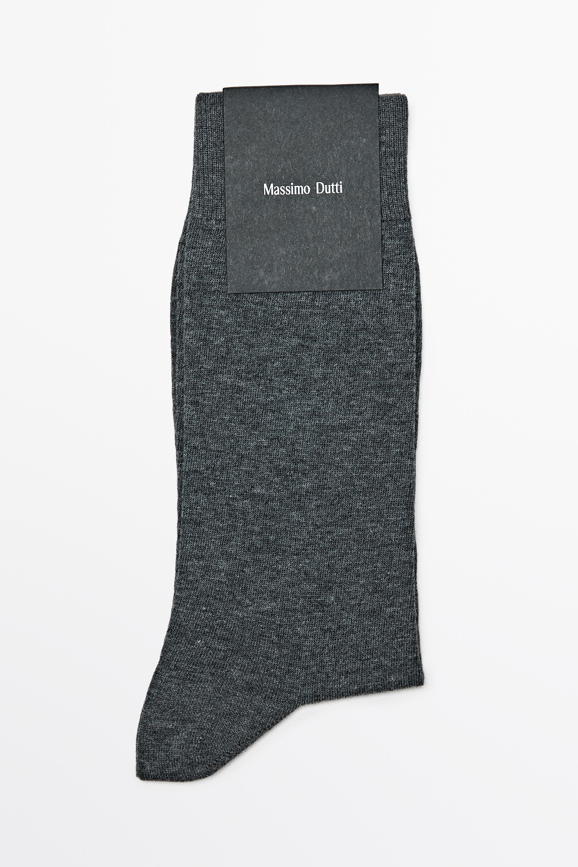 Plain cotton blend knit socks — Gray