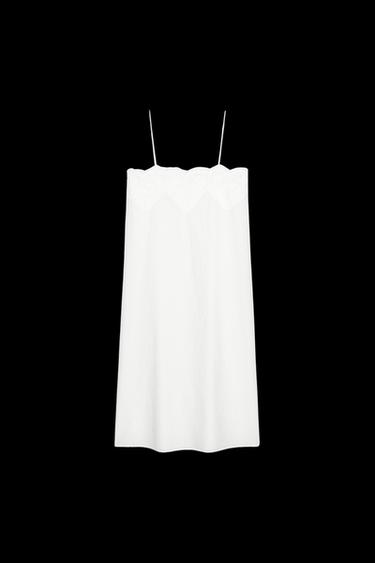 Zara ZW COLLECTION EMBROIDERED STRAP DRESS - White - Image 0
