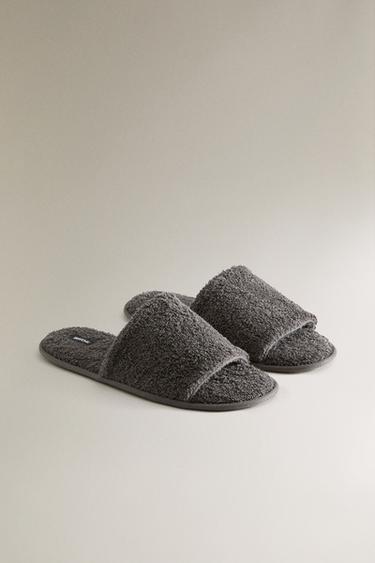 OPEN TERRY BATHROOM SLIPPERS - Dark Grey by Zara - Image 1