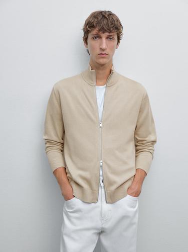 Zara 100% cotton zip cardigan - Rust