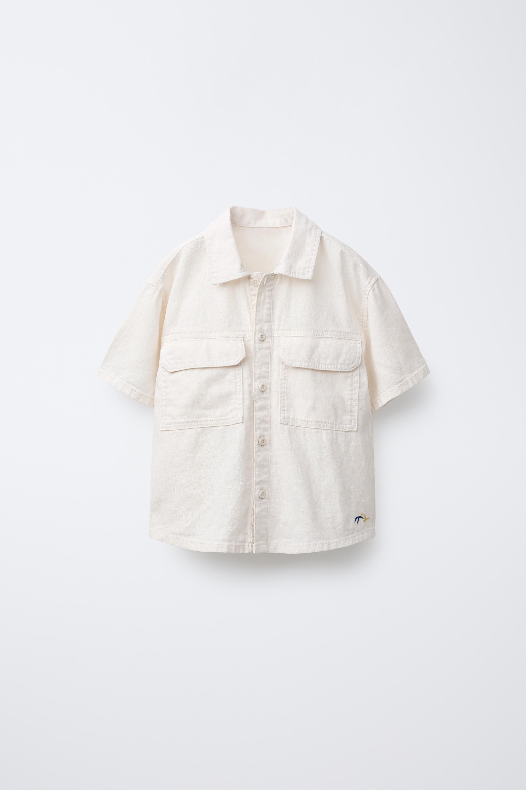 LINEN-BLEND SHIRT WITH POCKETS - Ecru | ZARA United States