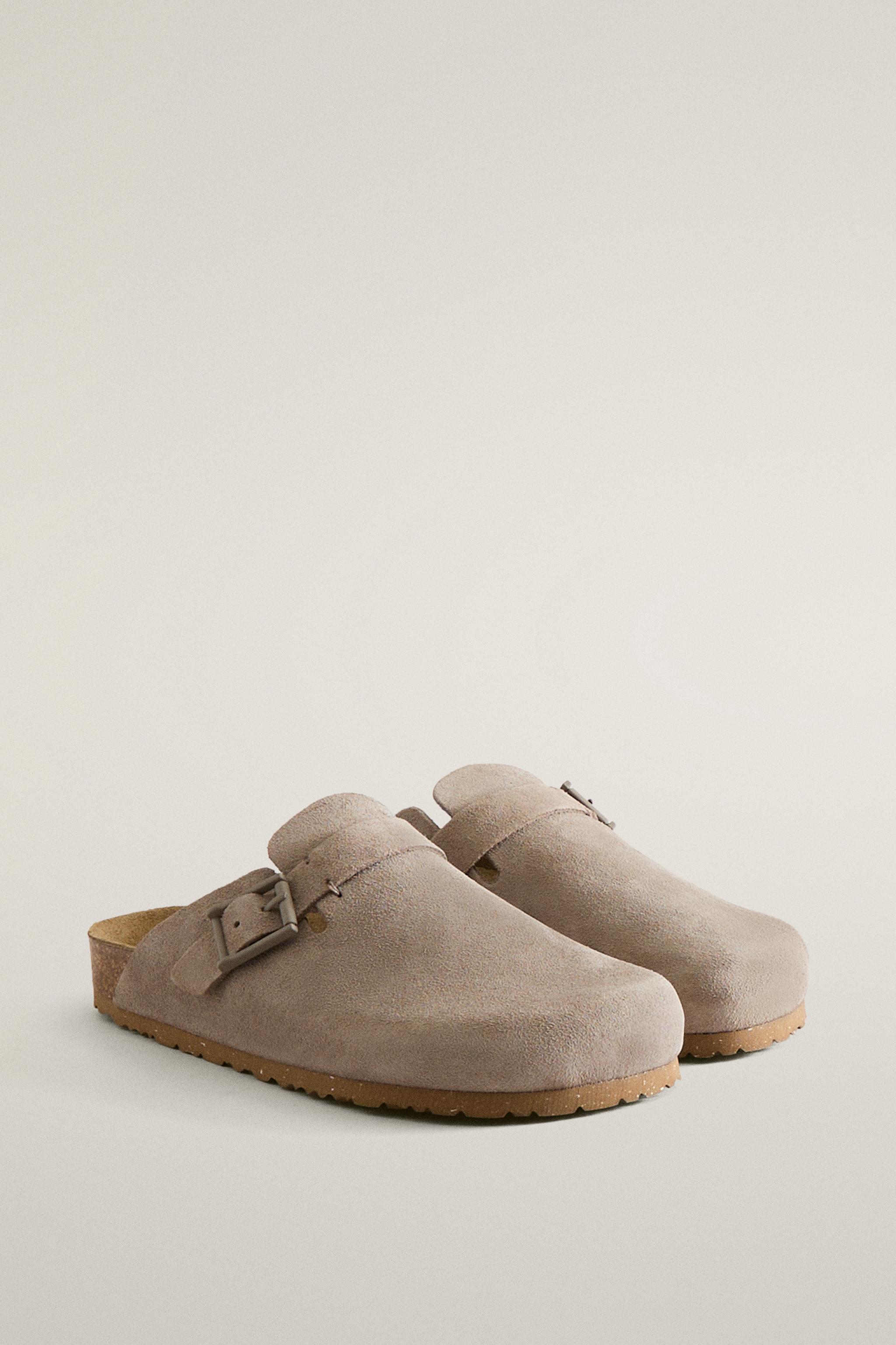 SABOT EN CUIR À BOUCLE ET SURPIQÛRES