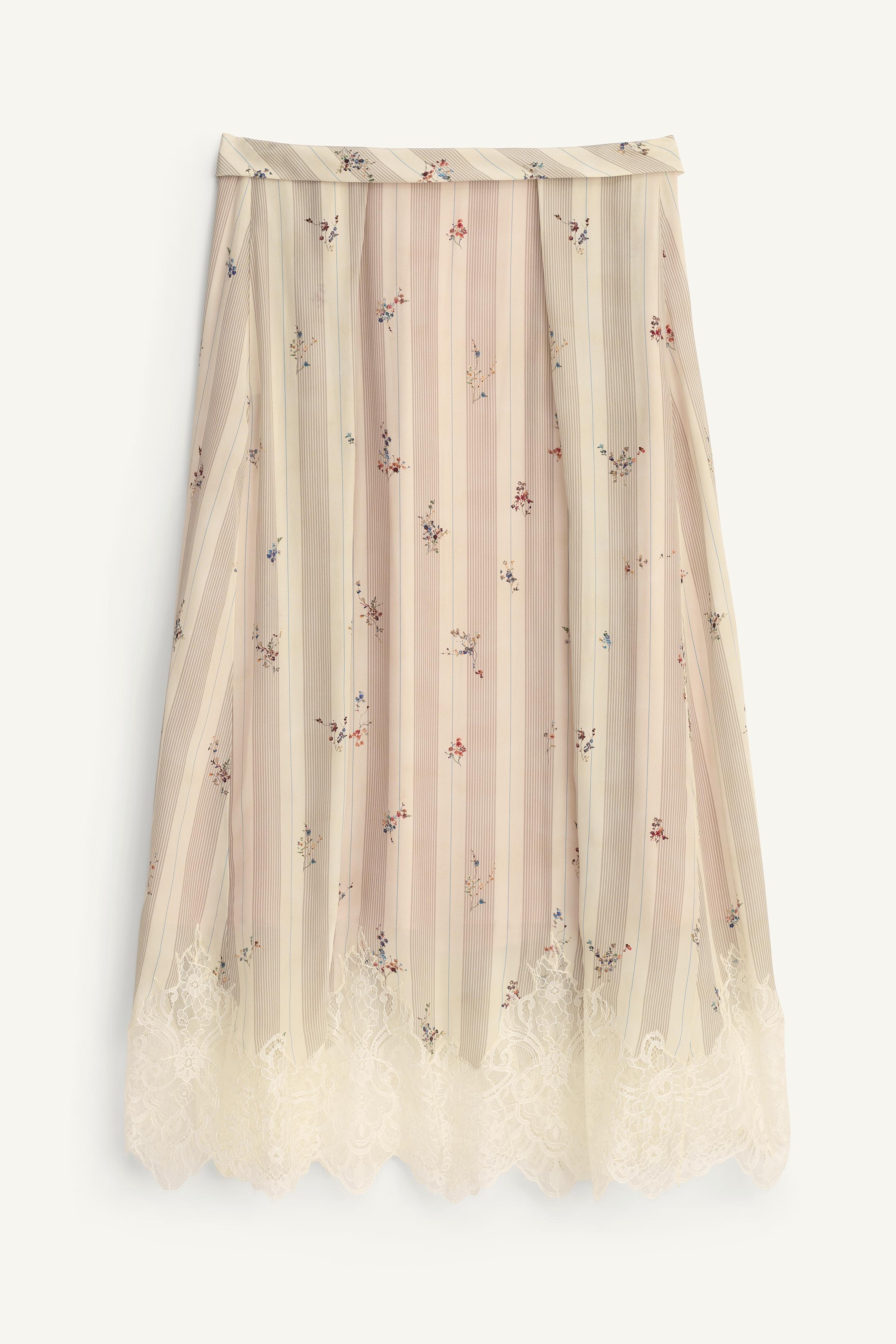 LIMITED EDITION レースフラワー柄スカート - プリント地 | ZARA Japan