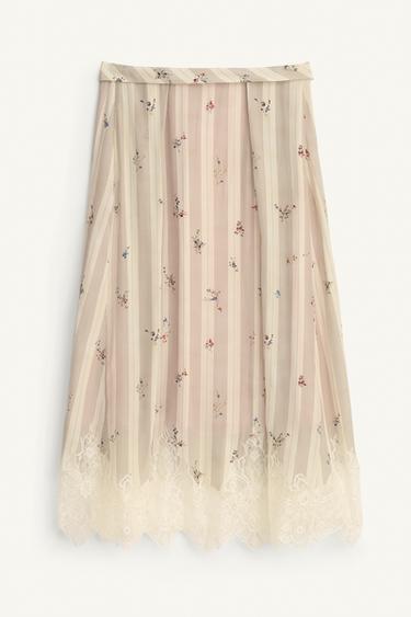 JUPE À FLEURS ET DENTELLE ÉDITION LIMITÉE - Imprimée de Zara - Image 4