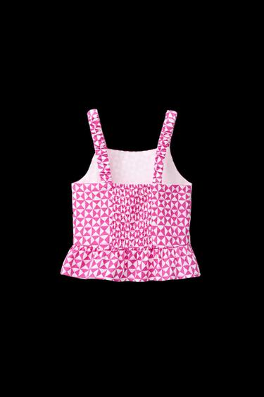 GEMUSTERTES OBERTEIL MIT LEINEN - Rosa / Weiß von Zara