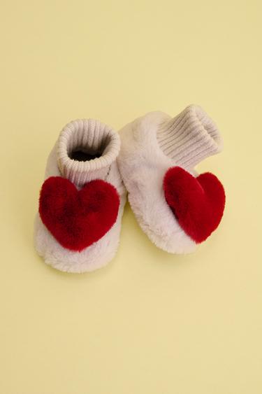 Zara HEART SLIPPERS - Off White