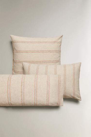 DYED THREAD STRIPED PILLOWCASE - Light beige by Zara - Image 0