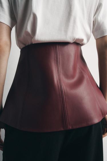 FAUX LEATHER CORSET BELT - Burgundy by Zara - Image 2