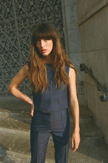 DENIM-EFFECT WAISTCOAT - Indigo by Zara - Image 0