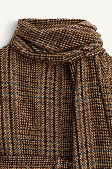 MANTEAU À CARREAUX AVEC ÉCHARPE ÉDITION LIMITÉE - Marron de Zara - Image 6