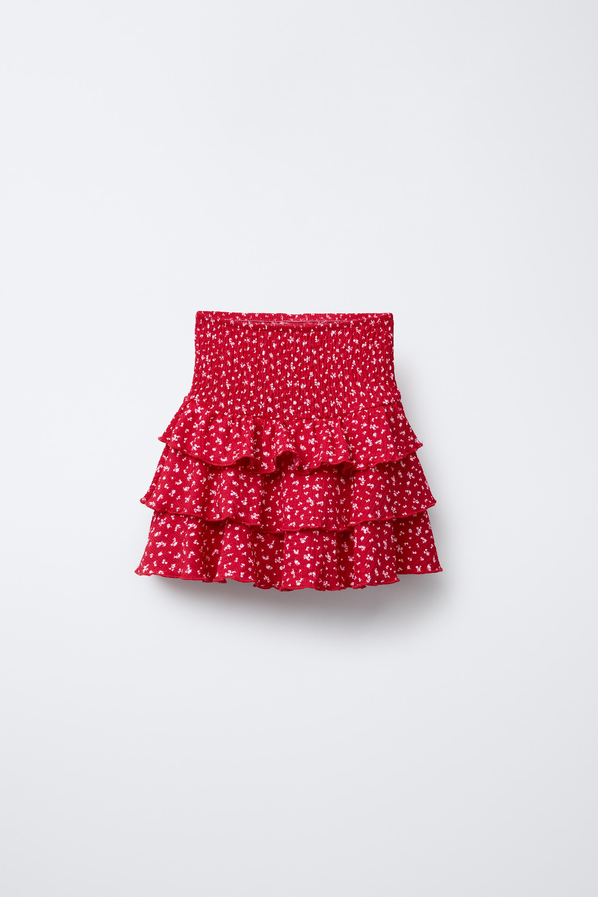 Zara Basic Falda Pantalon Roja Flores Zara Falda Pantalon Zara