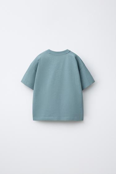 T-SHIRT UNI HEAVY WEIGHT - bleu pétrole délavé de Zara - Image 1
