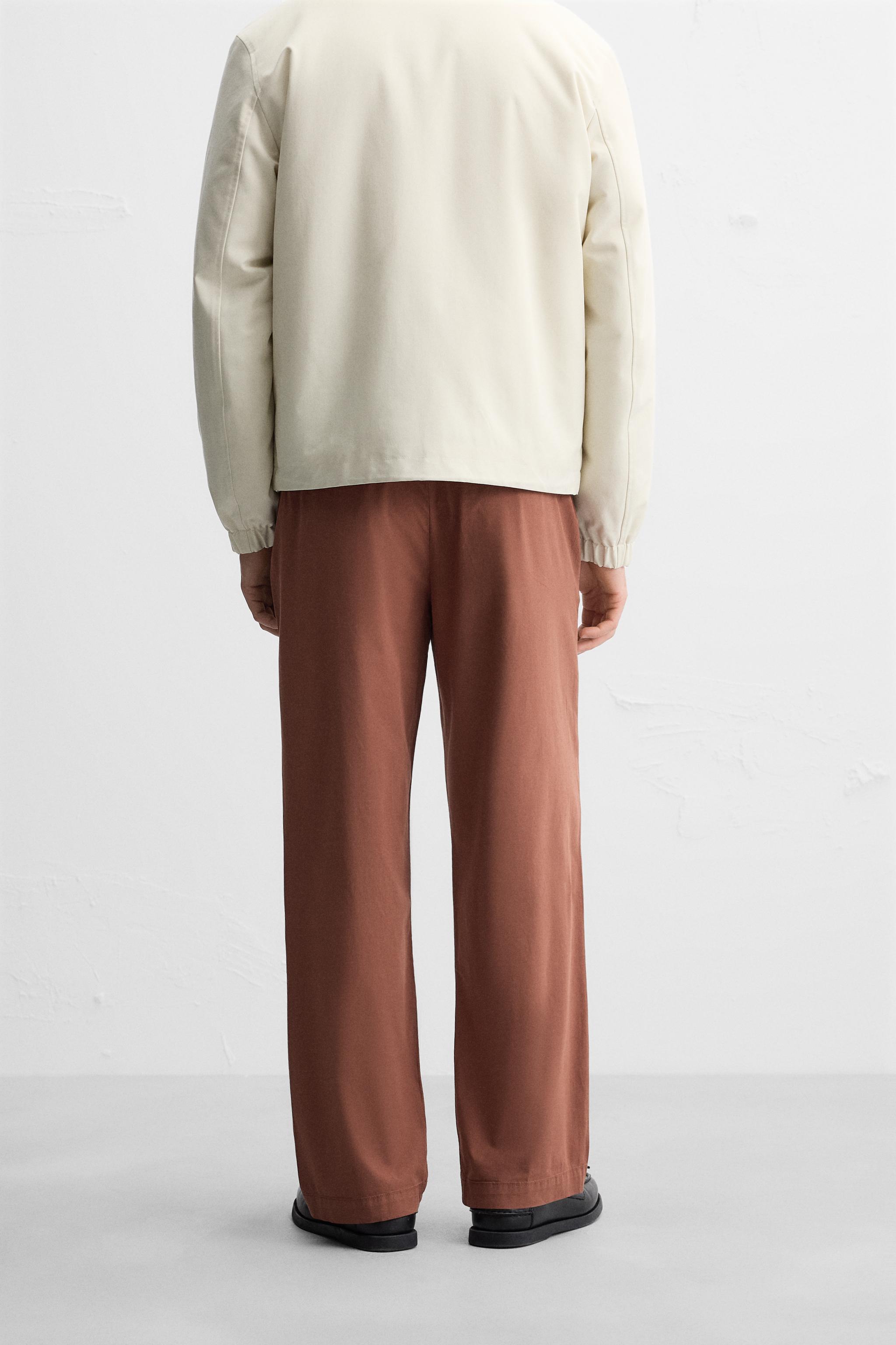 PLEATED POPLIN PANTS - Brick | ZARA United States PLEATED POPLIN PANTS - Brick | ZARA United States