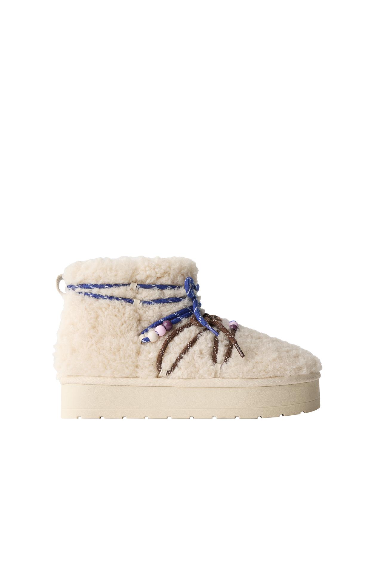 FAUX SHEARLING CHARMS ANKLE BOOTS