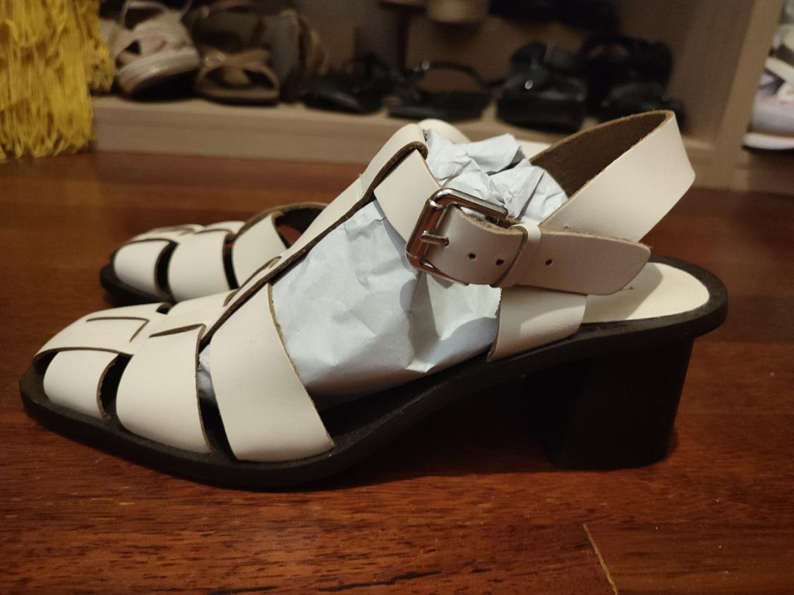 HEELED LEATHER CAGE SANDALS - Image 3