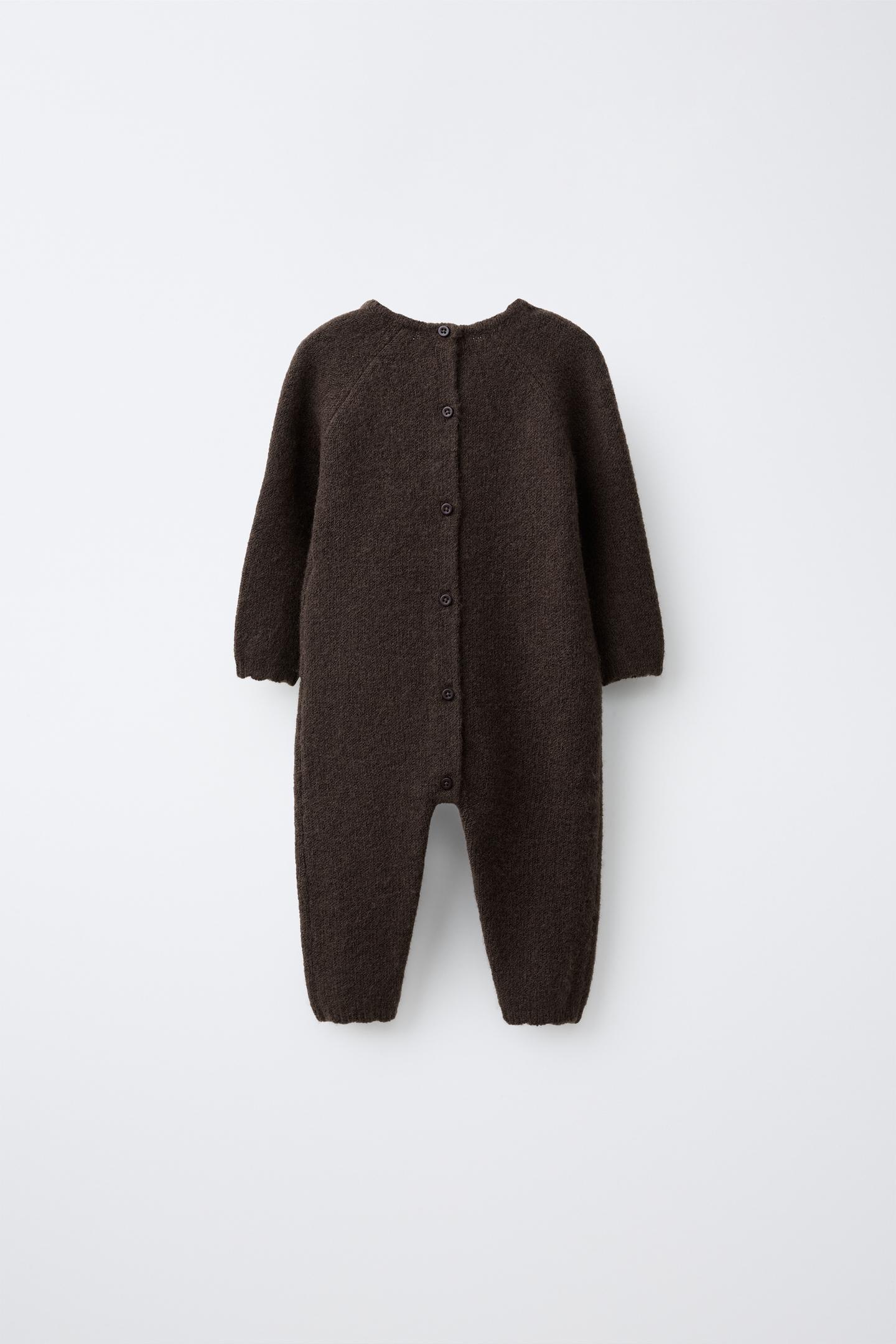 Детский комбинезон Zara Knit Bow, цвет: Коричневый — фото 2