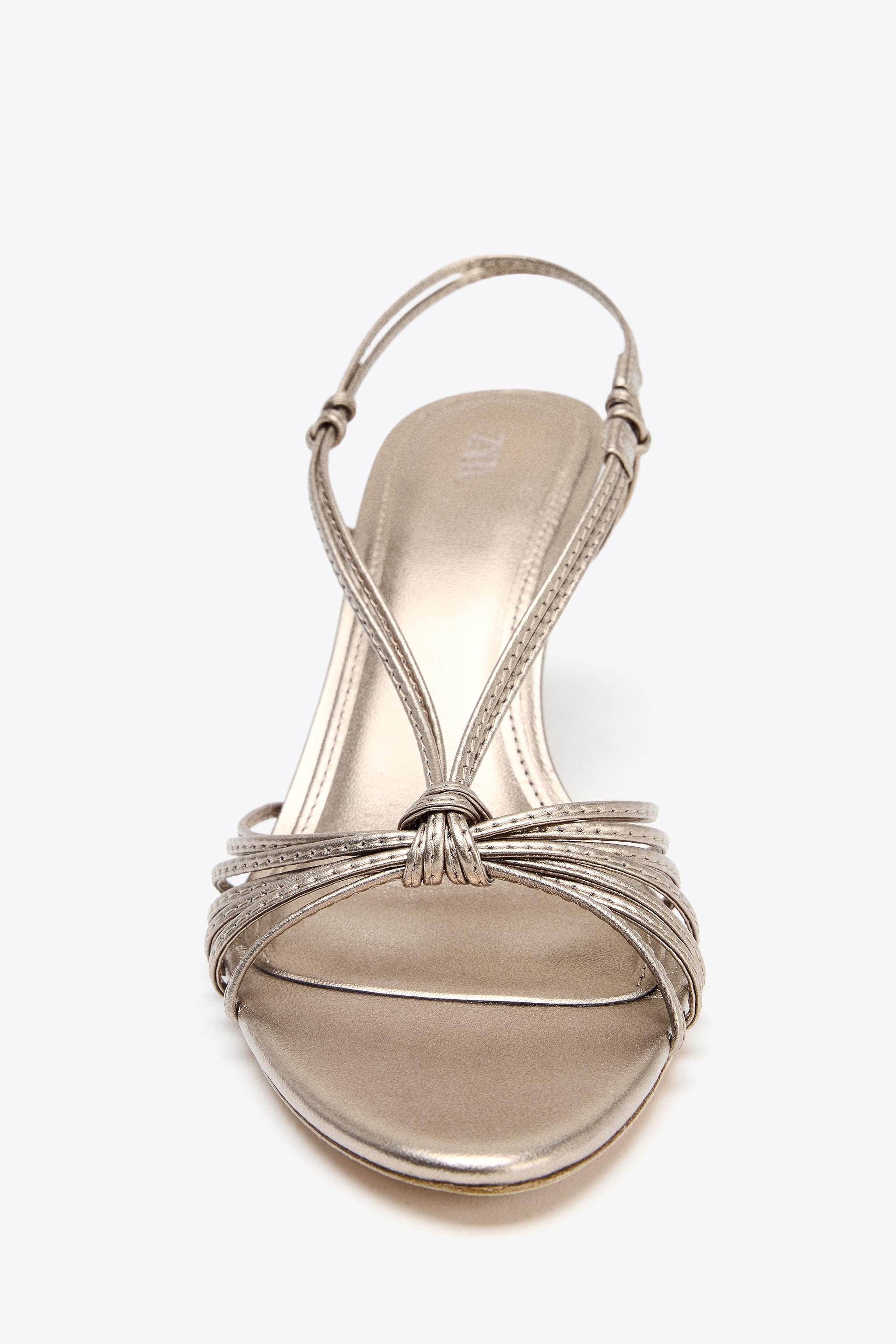  Sarifina Knotted Strapサンダル KNOT STRAP LEATHER SANDALS - Bronze | ZARA United States