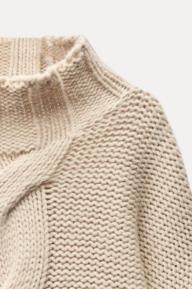 CABLE KNIT SWEATER - Ecru by Zara