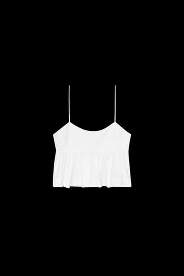 PEPLUM-TOP AUS POPELINE - Weiß von Zara - Bild 0