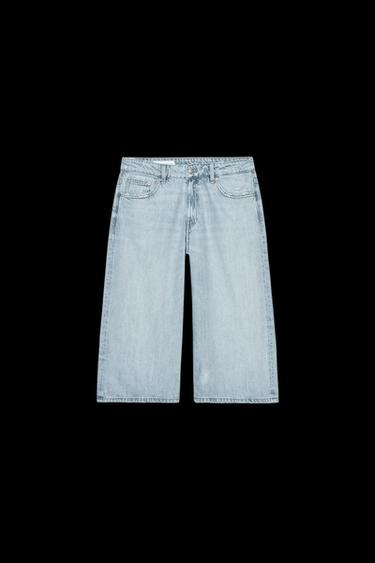 Zara LOW-RISE DENIM JORTS - Light blue - Image 0