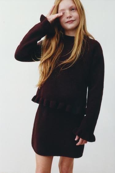 KNIT SKIRT - Wine by Zara