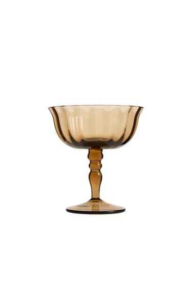 RAISED DESIGN WINE GLASS - Brown by Zara