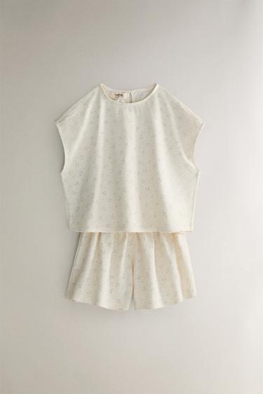 PIJAMA INFANTIL FLOR - Crema de Zara