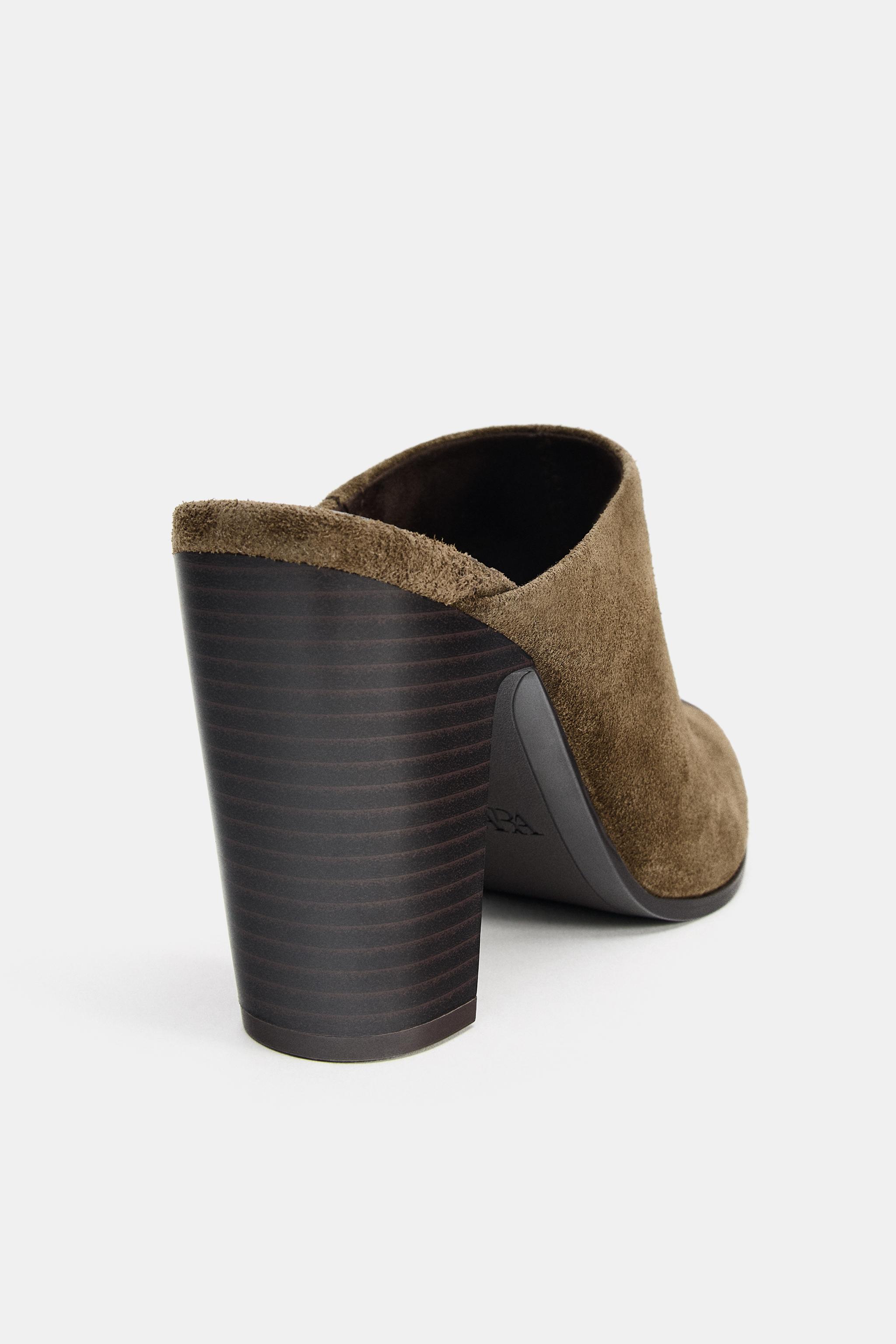 WORN EFFECT SPLIT LEATHER MULES