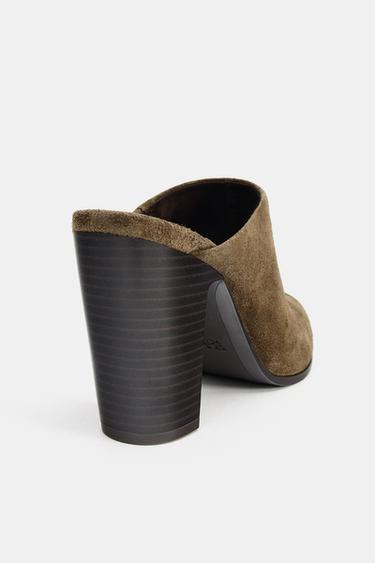 DISTRESSED SPLIT SUEDE MULES - Brown by Zara - Image 3