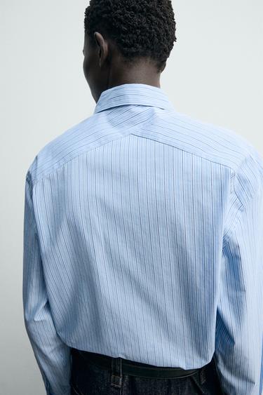 CHEMISE RELAXED FIT À RAYURES - Bleu ciel de Zara - Image 6